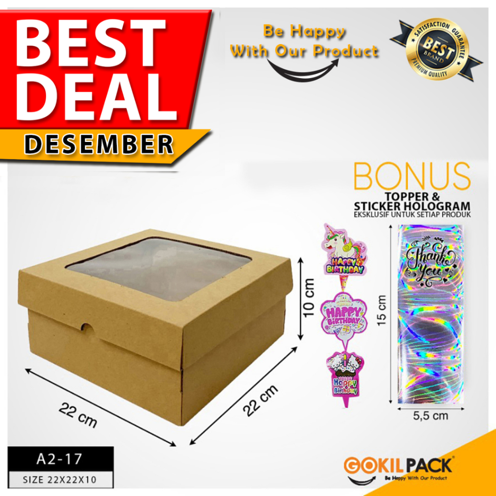 

Kotak Kue | Dus Kue | Kotak serbaguna | Kraft | Murah 22x22x10 Kotak Kue Mika I A2-17