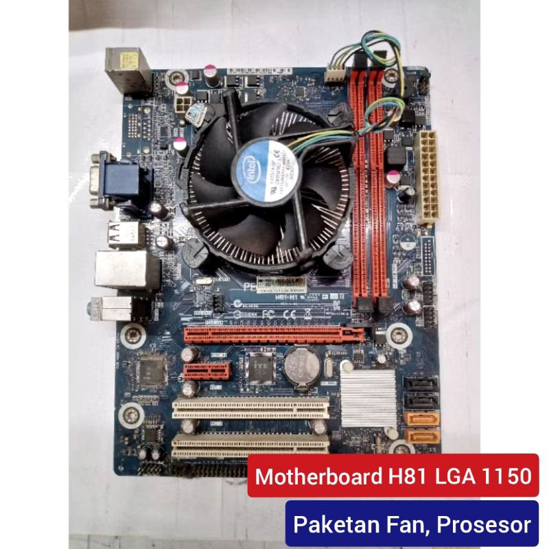 Motherboard H81 lga 1150 Paketan Fan prosesor