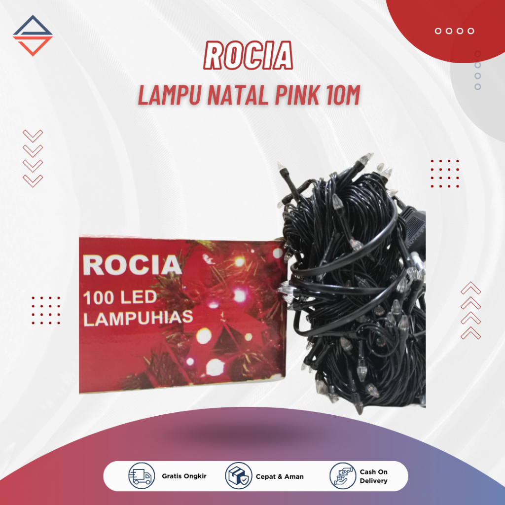 Lampu Hias Lampu Natal 1 Warna Rocia 100 LED Panjang 10 Meter