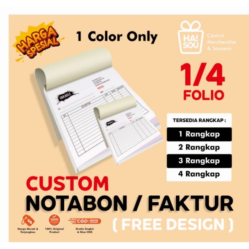 

HAISOU Notabon / Faktur Custom Ukuran 1/4 Folio