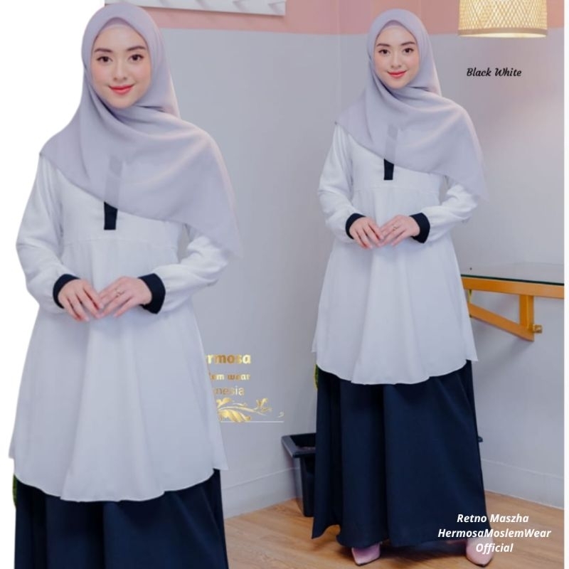 Gamis Original Branded Gamis  Gamis Office/Gamis Kantor Hitam putih/Seragam kerja/Gamis resmi remaja