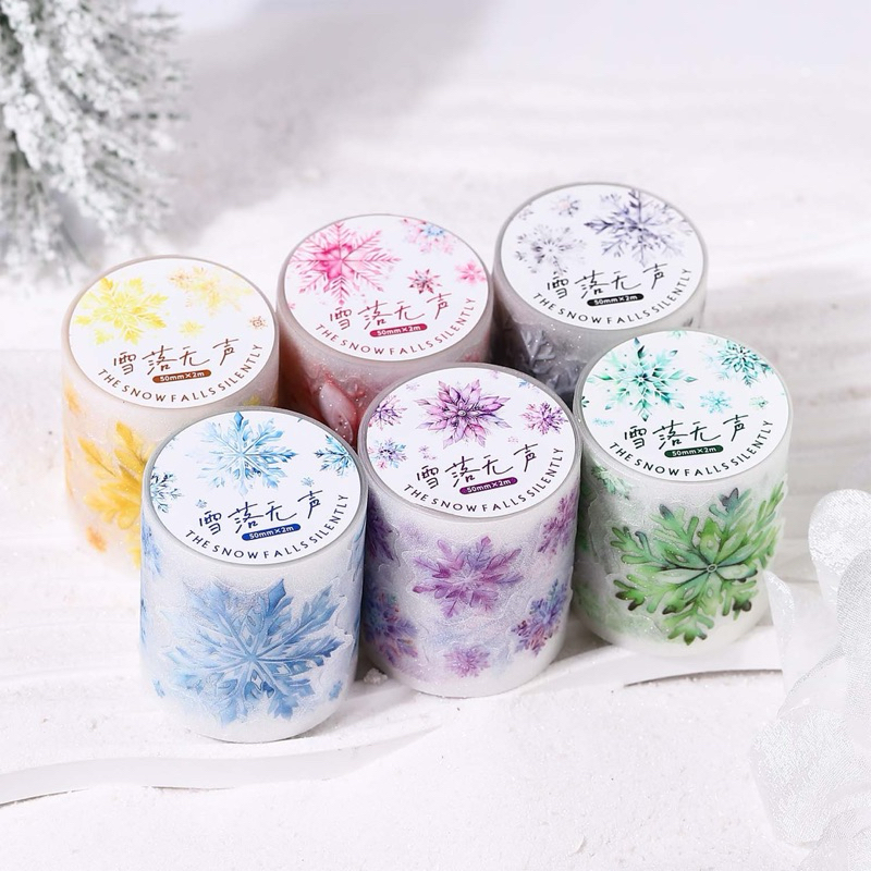 

(2AB) washi tape selotip transparan kiss cut motif tetesan salju snow snowflakes flakes winter