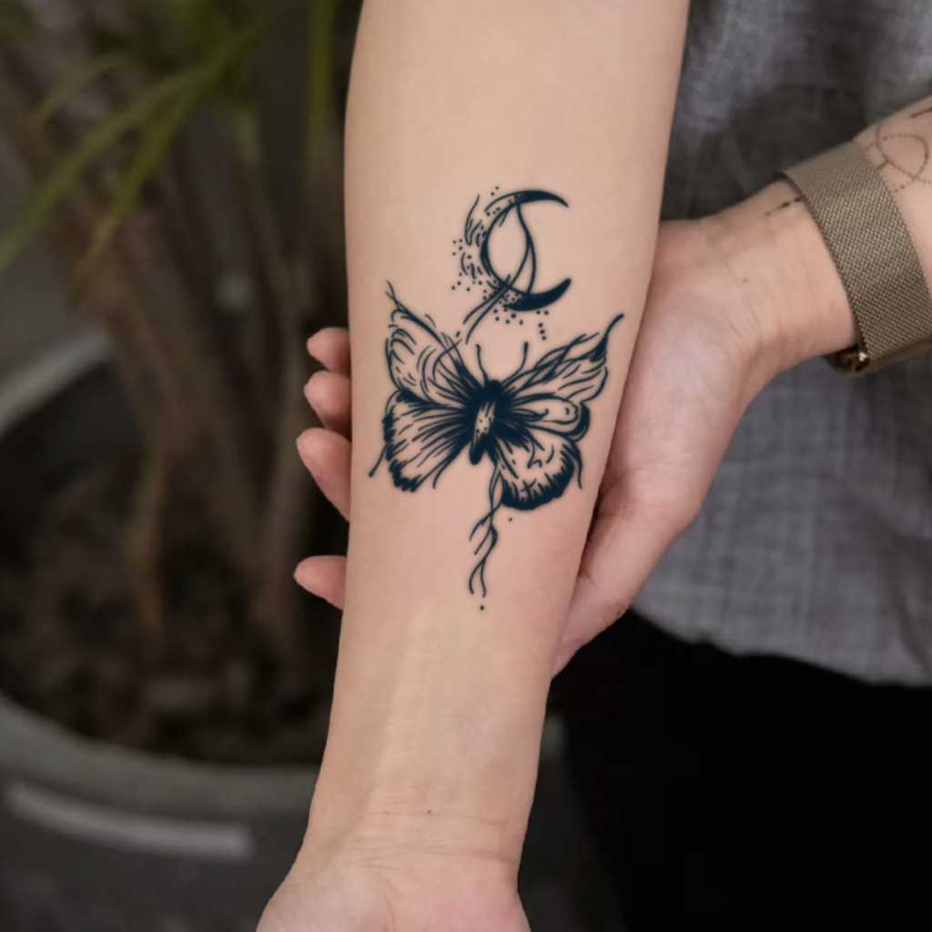 Tatto Temporary Fruit Ink Butterfly Tato Temporer Semi Permanen Tahan Lama Uk 10 X 6 cm
