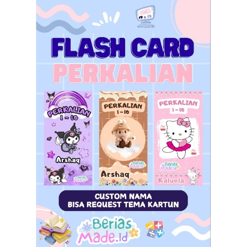 

BeriasMade Flash Card Kartu Perkalian Custom Nama Free Plastik dan Ring