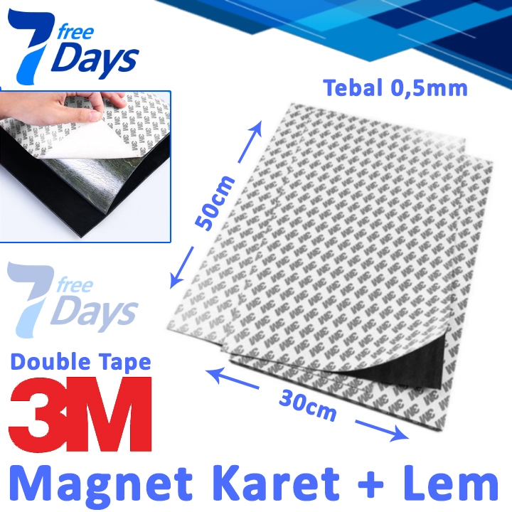 MAGNET Rubber Sheet Adhesive Double Tape 3M Size 30x50cm Tebal 0,5mm Lembaran Karet Hiasan Kulkas Mo