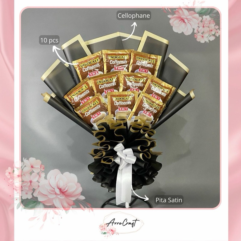 Buket/Bouquet/bucket kopi  indocafe /indocoffe coffemix 3in1  Graduation/wisuda/sidang/ulang taun/an