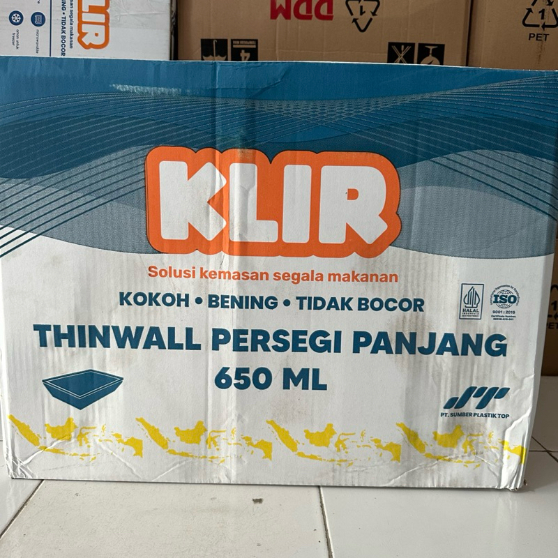 ( 1 DUS ) Thinwall KLIR 650ml Persegi Panjang / Thinwall 650ml Persegi Panjang / Thinwall 650ml