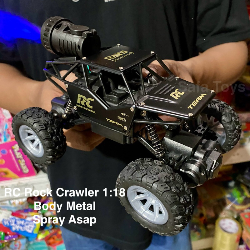 Mobil RC Rock Crawler Body Metal 1:18 Spray Asap Mainan Keluarga