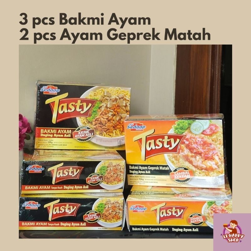 

[Paket isi 5] Sedaap Mie Tasty Bakmi Ayam & Ayam Geprek Matah