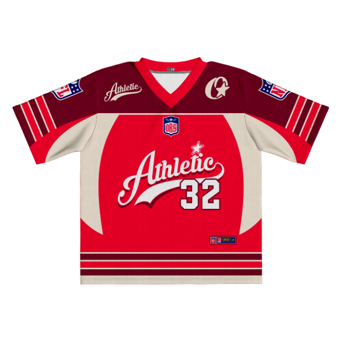 OUR JERSEY  NAMA DAN NOMOR / JERSEY ATHLETIC MERAH 32/ Jersey Streetwear / Jersey Vintage / Retro / 