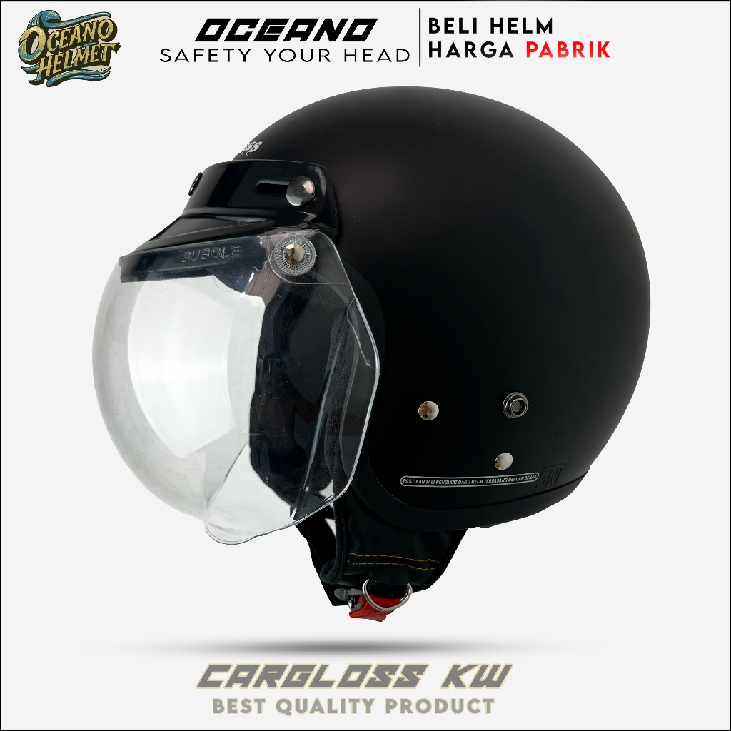 Helm Cargloss Kw | Hitam Dof Kaca Datar Cembung | Helm Premium Untuk Pria Dan Wanita SNI