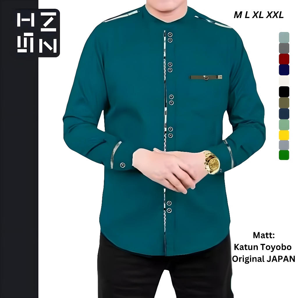 HNSN Koko Sultan Toyobo, Baju Kemeja Muslim Premium Qurta Pria Bahan Toyobo Original Japan - Tosca
