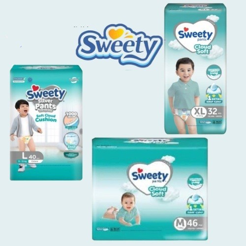 Pampers silver pants M46/L40/XL32 popok celana sweety silver pants