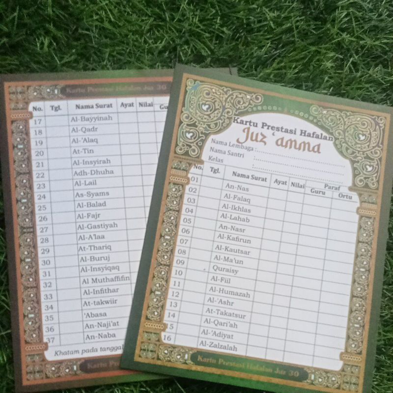 

KARTU PRESTASI HAFALAN JUZ 'AMMA | 10 Lembar | Tebal