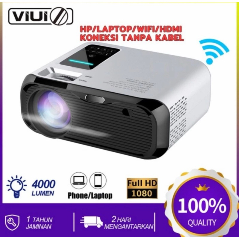 VIUIO E500 Proyektor Portabel Mini 4K 1080P WIFI GARANSI 1 TAHUN