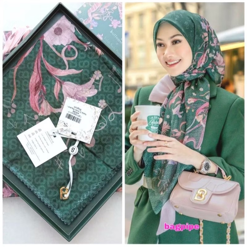 Hijab Segiempat Buttonscraves FARRA Series with Logo B - Jilbab Buttonscraves