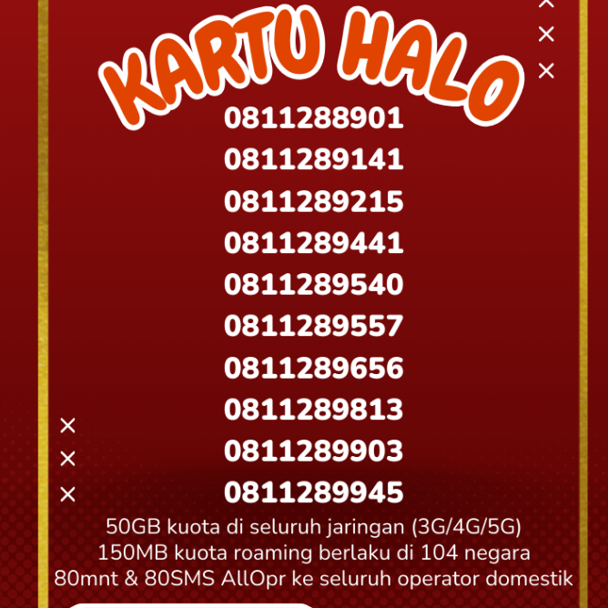Kuota 50GB !!! Telkomsel kartu halo 10 digit nomor cantik Nomor langka 32
