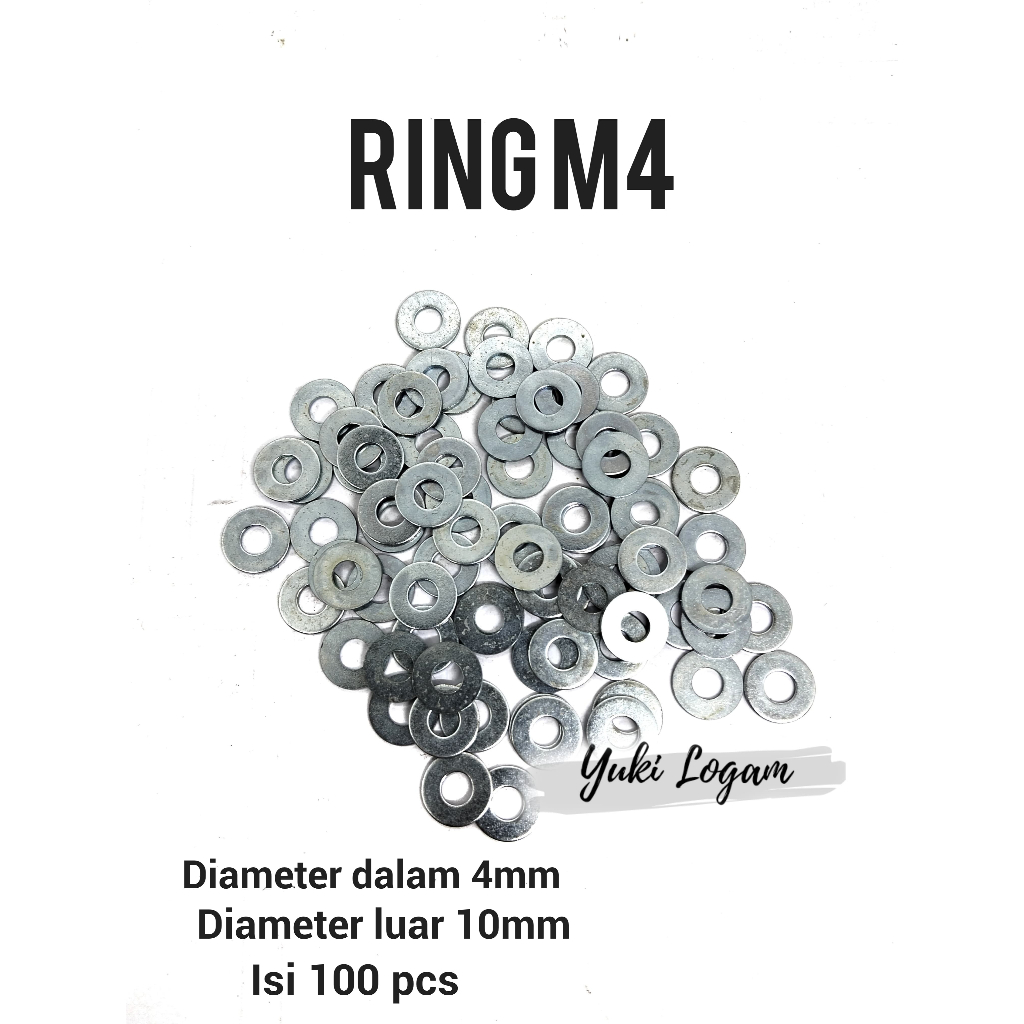 100 pcs ring M4 putih cocok untuk baut M4