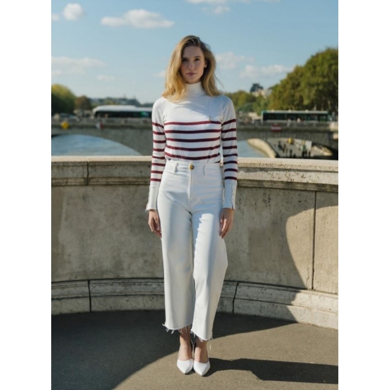 Sweater Rajut Turtle Neck Wanita Lengan Panjang | Nafa Tneck Stripe Jenna&Kaia Lampung