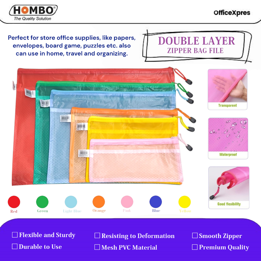 

Map Zipper Sleting Sekat Jaring / Ziper Bag Double Space / Map Sleting / Zipper Bag Plastik A6, A5, B5, A4, B4, A3