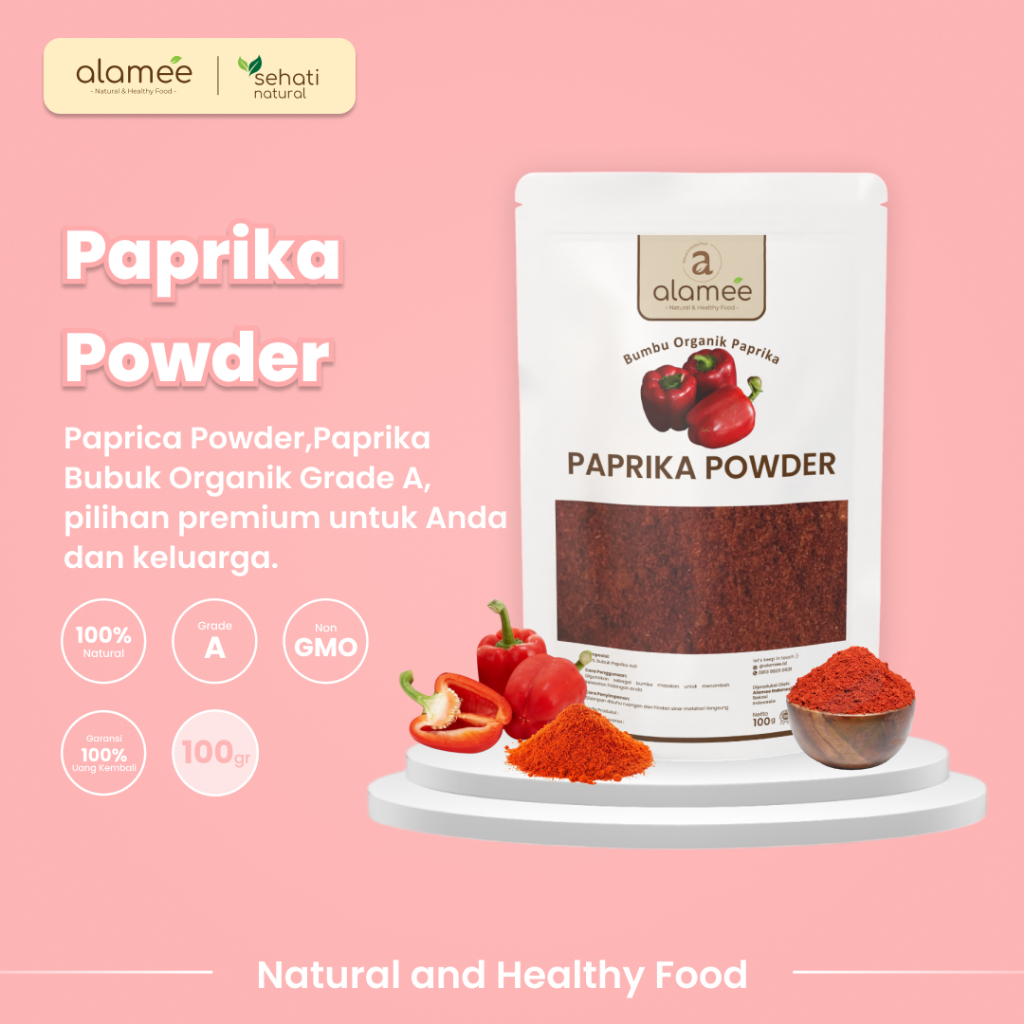 

ALAMEE Paprika Bubuk Seasoning Powder Ground Bumbu Dapur Instan Organik Murni Tanpa Campuran 100g