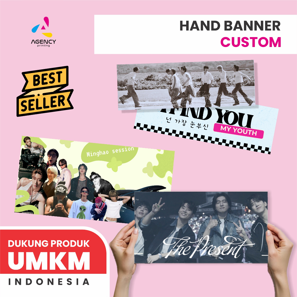 Cetak Custom Hand Banner | Handbanner Slogan Freebies Kpop