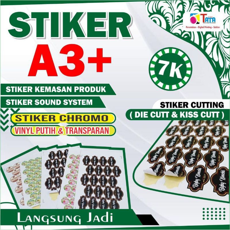 Cetak Stiker A3+ Vinyl / Bontak / Glossy / Sticker Custom MURAH / Label / Kemasan / Logo / Makanan /