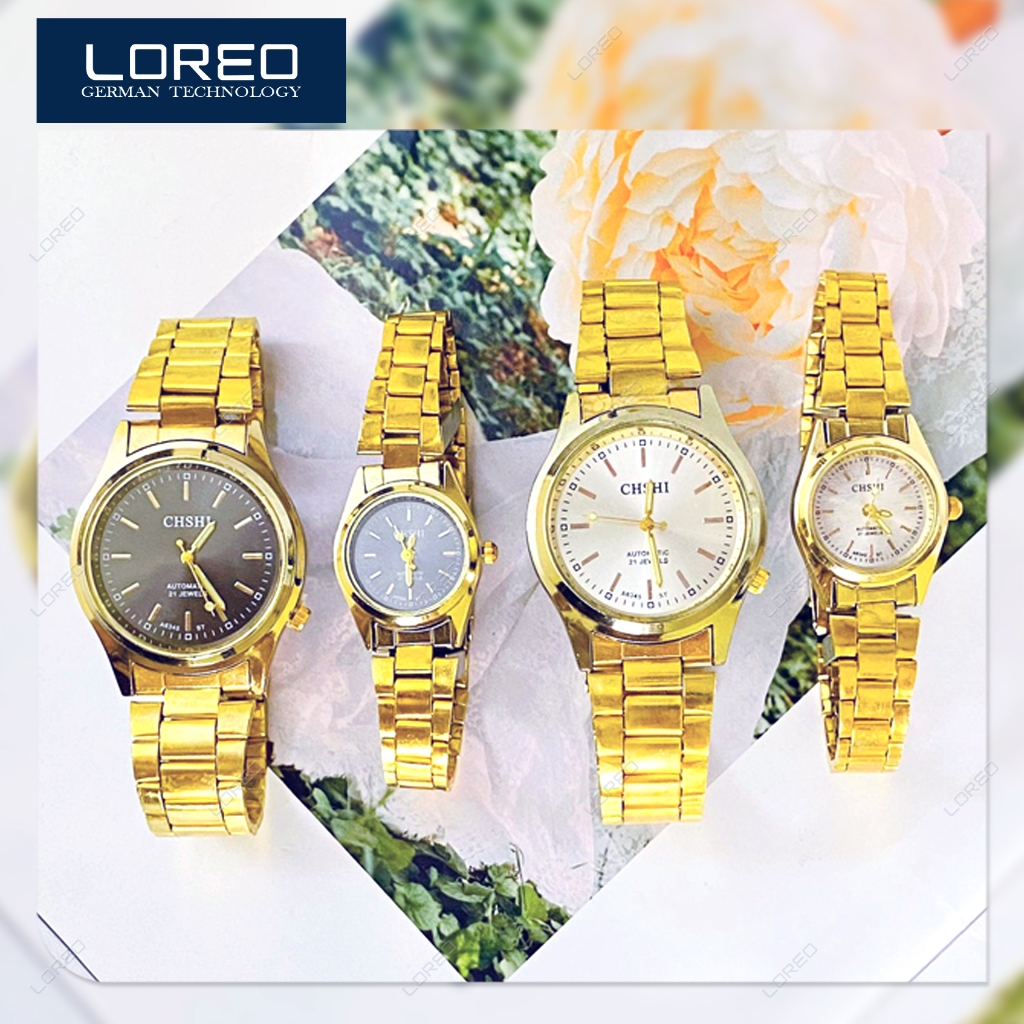 Loreo - Jam Tangan Couple Stainless Steel Analog Watch / Jam Tangan Rantai Fashion