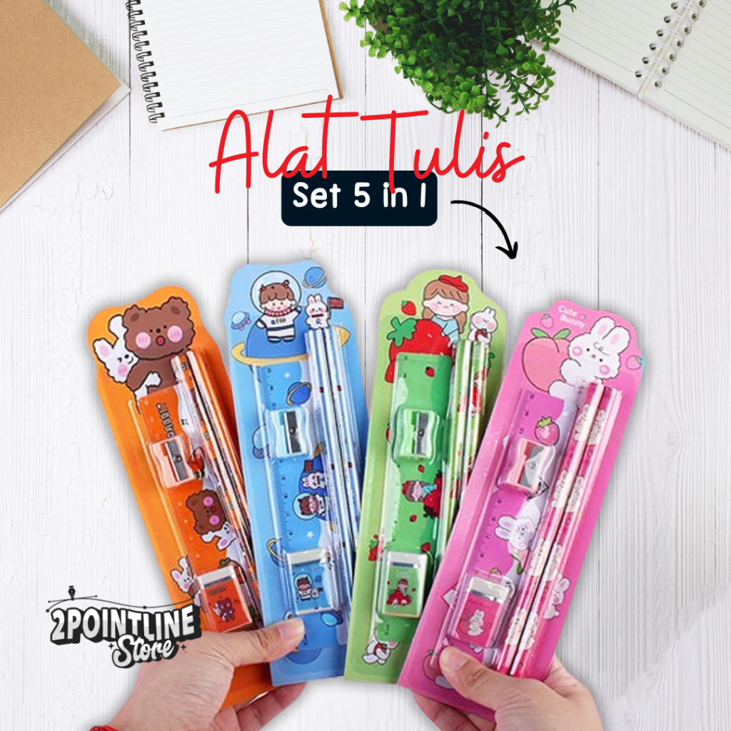 

Set Alat Tulis Sekolah Paket Alat Tulis 5 in 1 Mini Stationary Import COD