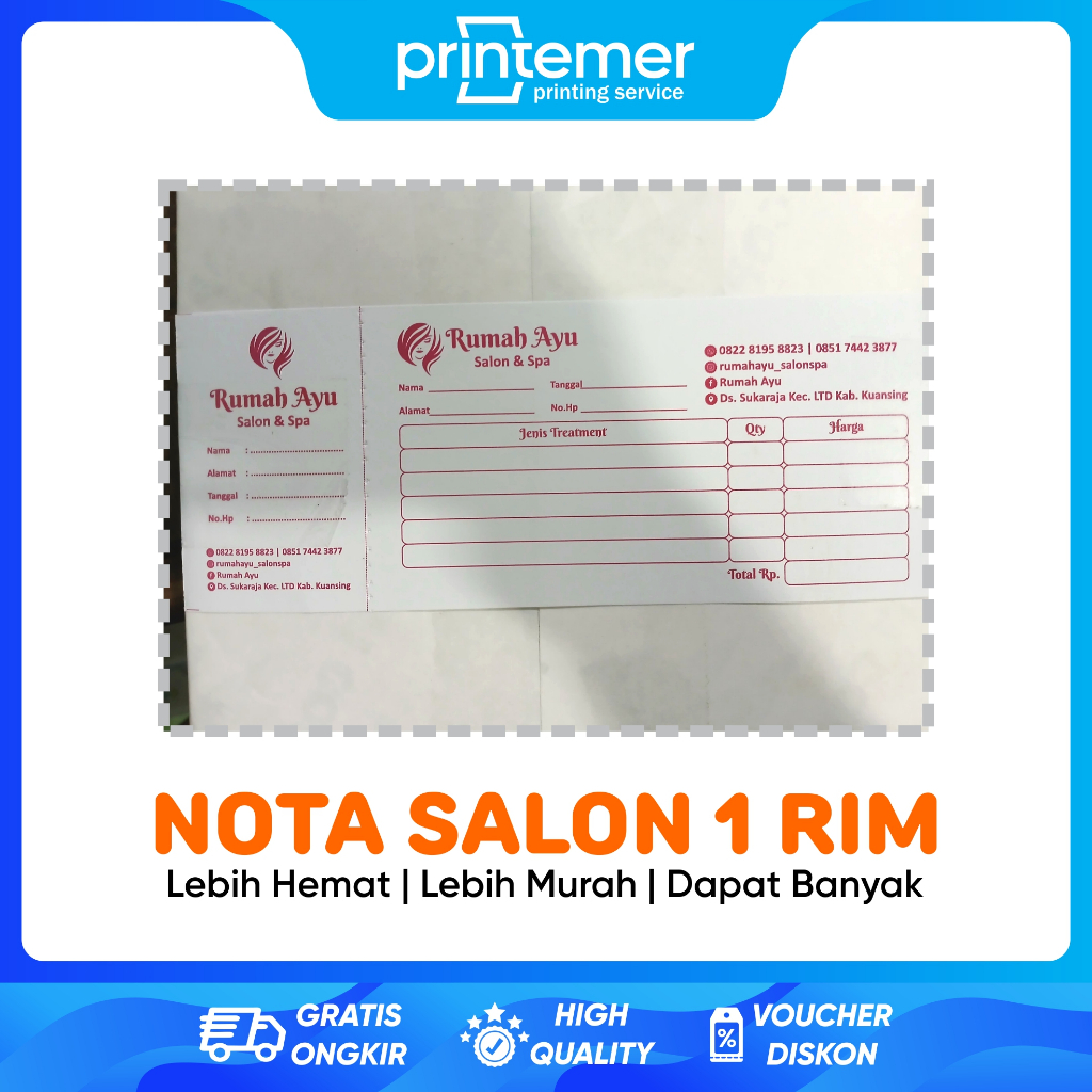 

CETAK 1 RIM NOTA SALON KECANTIKAN CUSTOM 2 LAYER