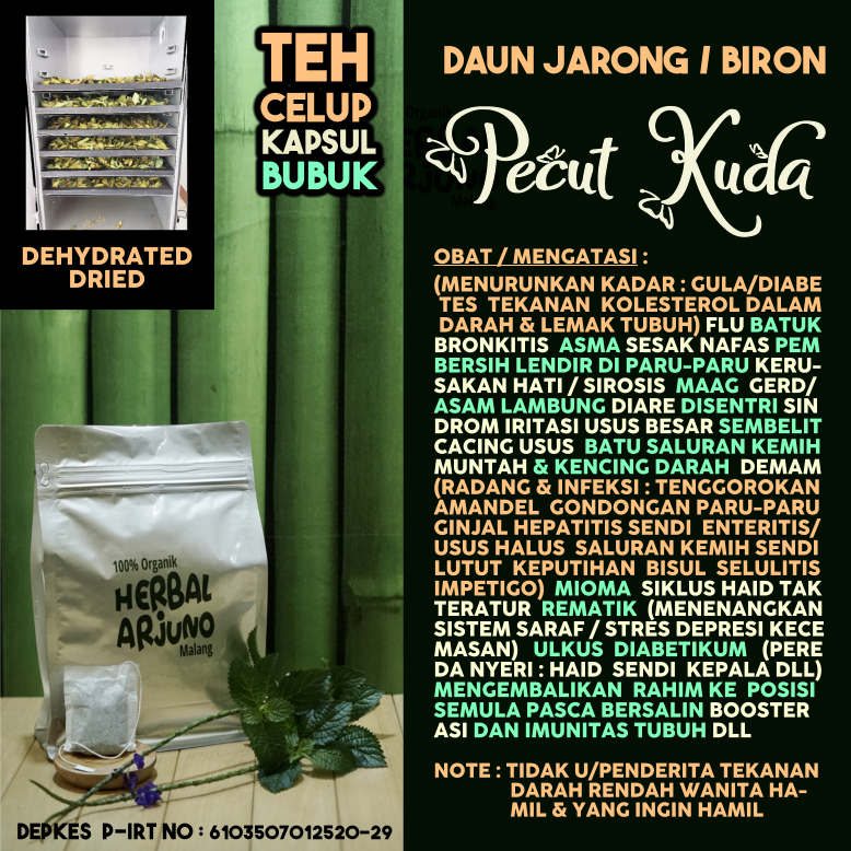 

Dehydrated Dried Teh Celup Kapsul Bubuk Daun Pecut Kuda Jarong Obat Asma Infeksi Ginjal Paru-Paru Amandel Hepatitits A Sirosis Hati Maag Gerd Mioma Saraf Reamtik Hipertensi Luka Diabetes Mioma Keputihan Kencing Batu ASI Selulitis Cacing Usus Herbal Alami