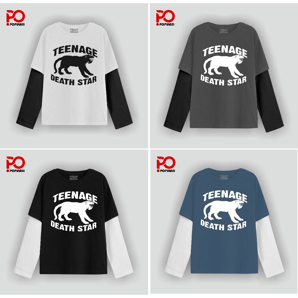 Populasi Official T-shirt Double layer  long sleeve Teenage Death Star Streatwear Unisex