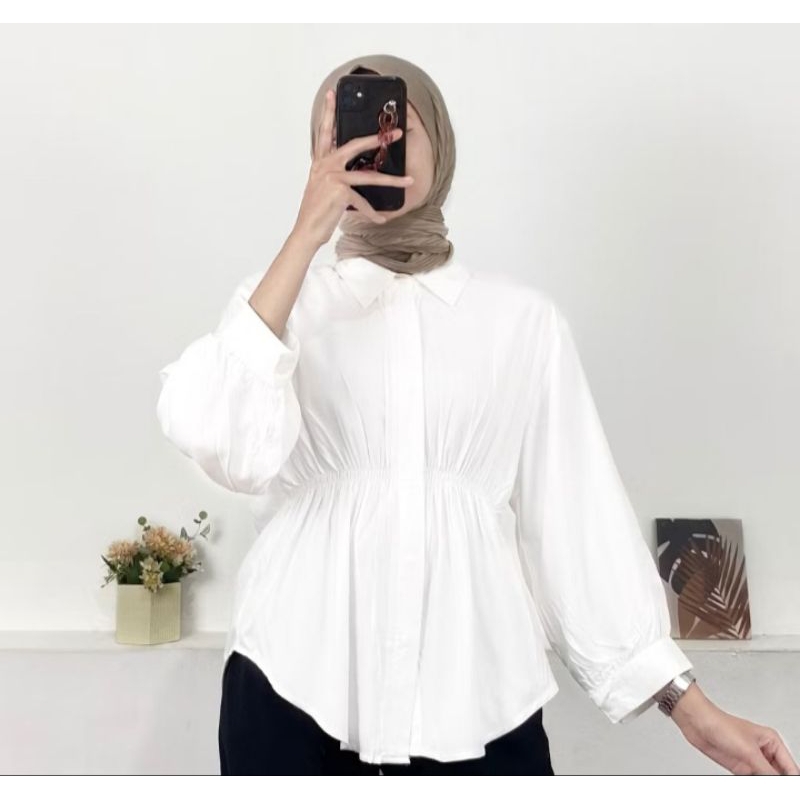 KEMEJA ATASAN KOREAN STYLE WANITA KERUT/Baju Kemeja Atasan /Kemaja Kerut Polos
