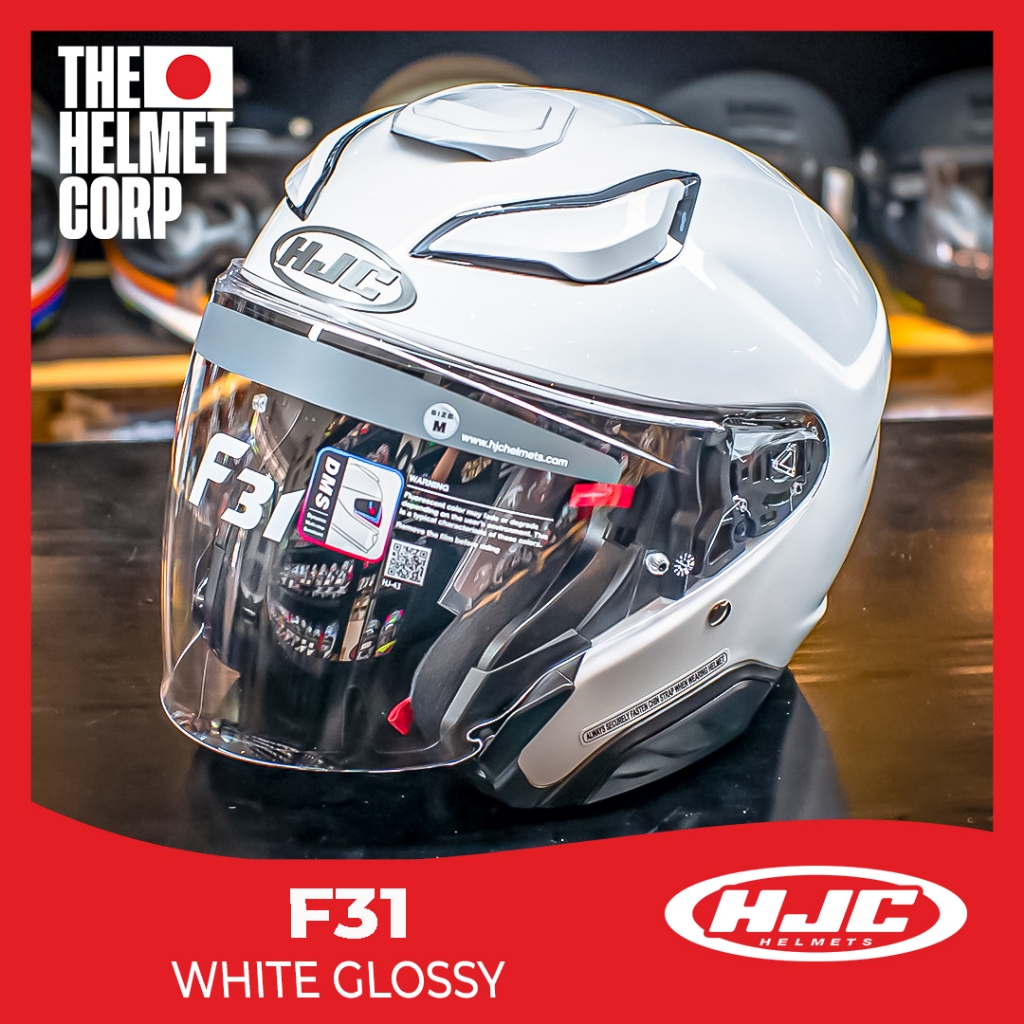 HELM HJC F31 WHITEGLOSSY HALF FACE HELMET