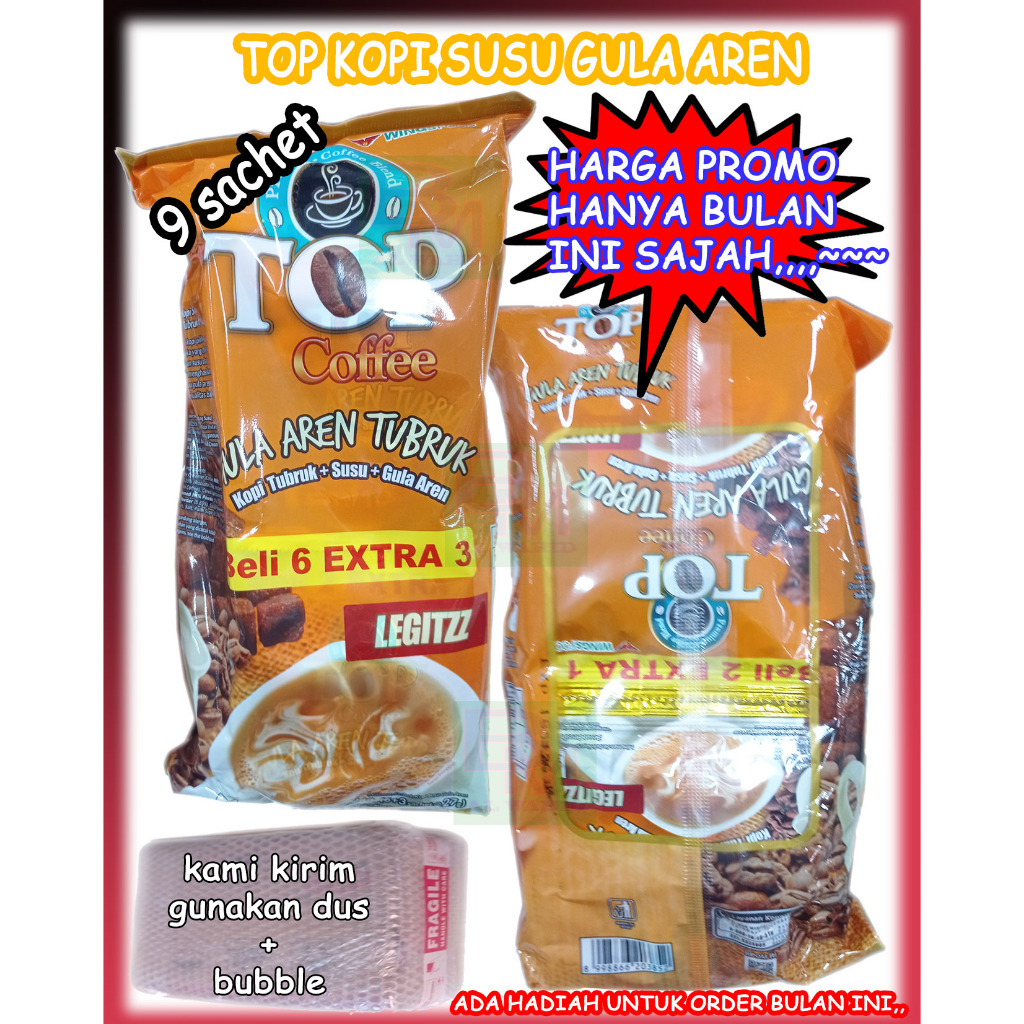

Kopi Top Coffee Gula Aren Tubruk Satu Renceng Isi 9 Sachet
