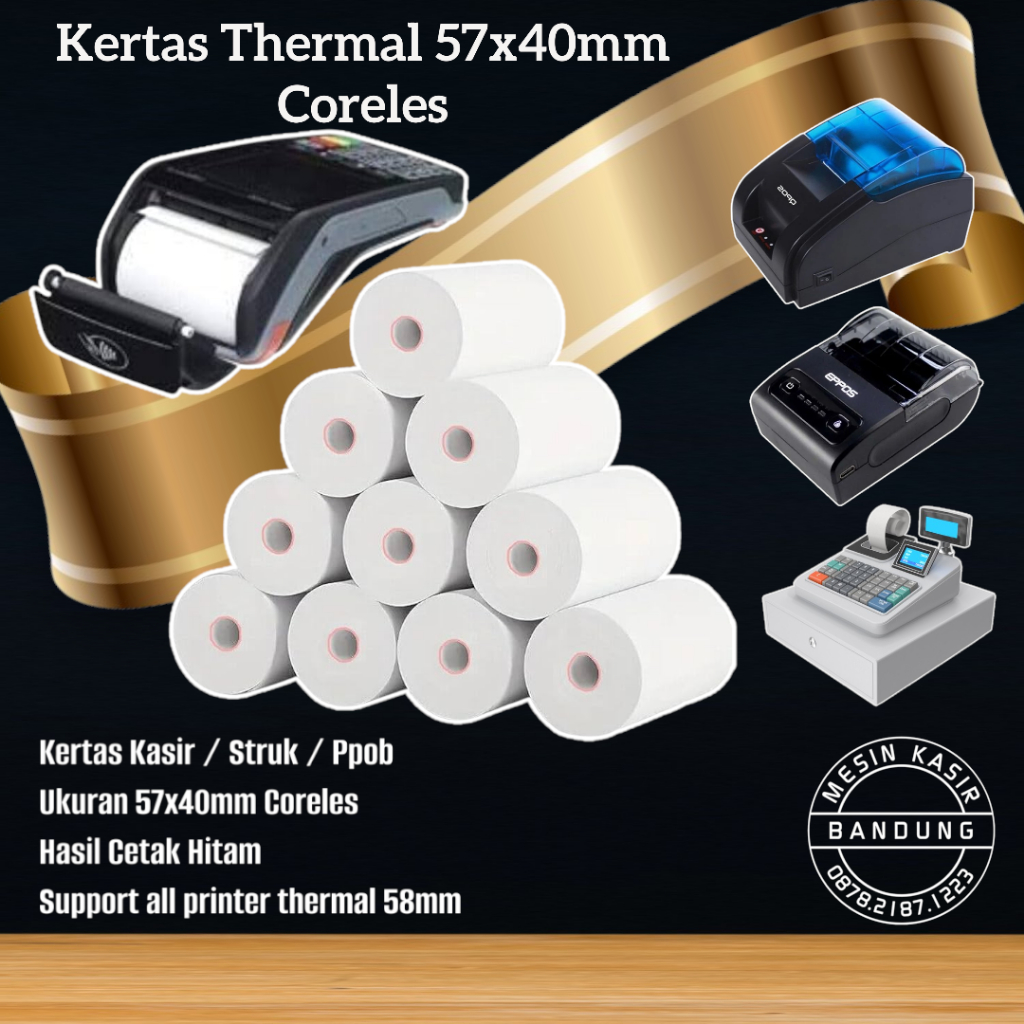 

Kertas Thermal Struk Kasir 57 x 40 Coreless / Print Register / MURAH isi BANYAK / TERMURAH
