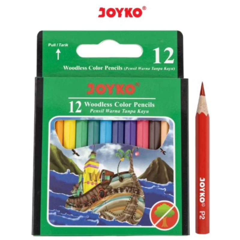 (12 warna) pensil warna joyko CP-107/pensil warna pendek Joyko/pensil warna Joyko