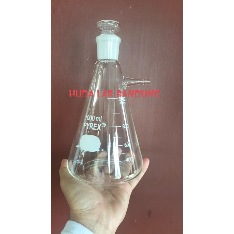 erlenmeyer pipa samping 1000ml+tutup pyrex