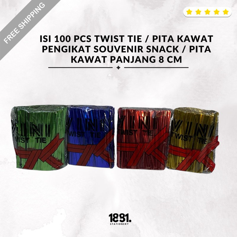 

Isi 100 Pcs Twist Tie / Pita Kawat Pengikat Souvenir Snack / Pita Kawat Panjang 8 cm