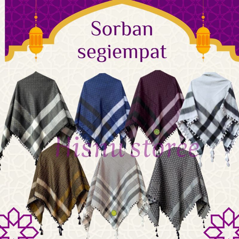 sorban arab segiempat dewasa/sorban motif/sorban list/sorban hitam putih/sorban polos/sorban premium