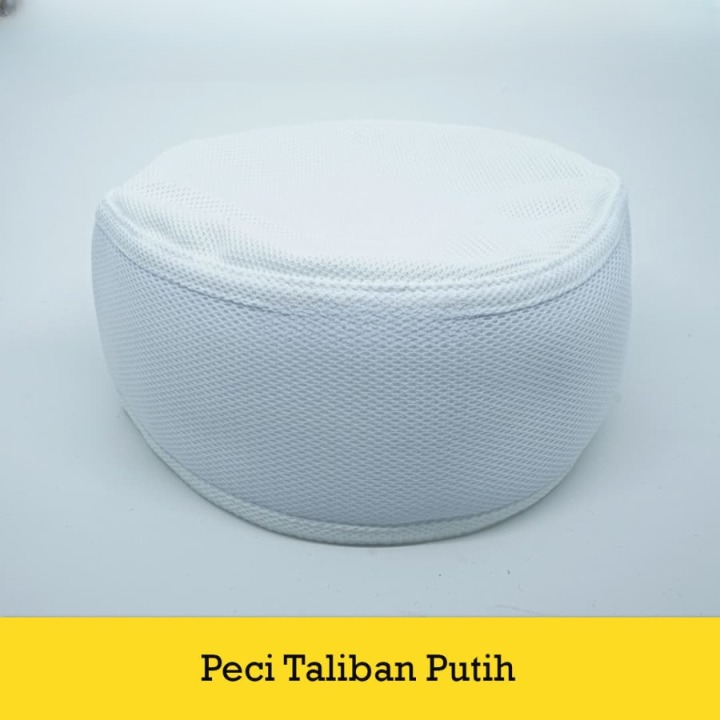 Peci Taliban Kopiah Murah Ukuran Dewasa Bahan Mewah Berkualitas Halus Lembut Nyaman Motif Putih Polo