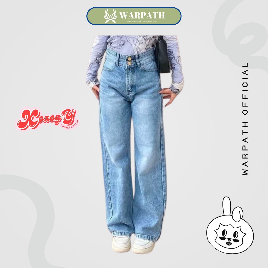 WARPATH - Celana Jeans Highwaist Kulot Loose Jeans Wanita Jumbo Xoxogy 8408 Light Blue Non Stretch