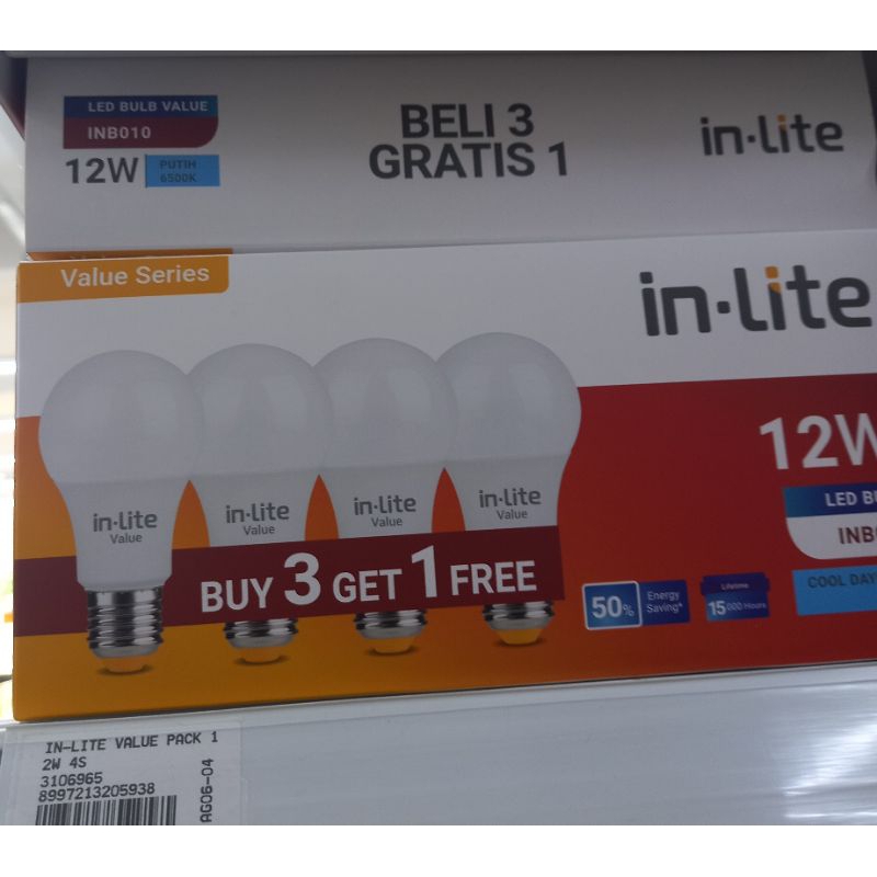 LAMPU LED IN-LITE 12WATT PAKET HEMAT ISI 4