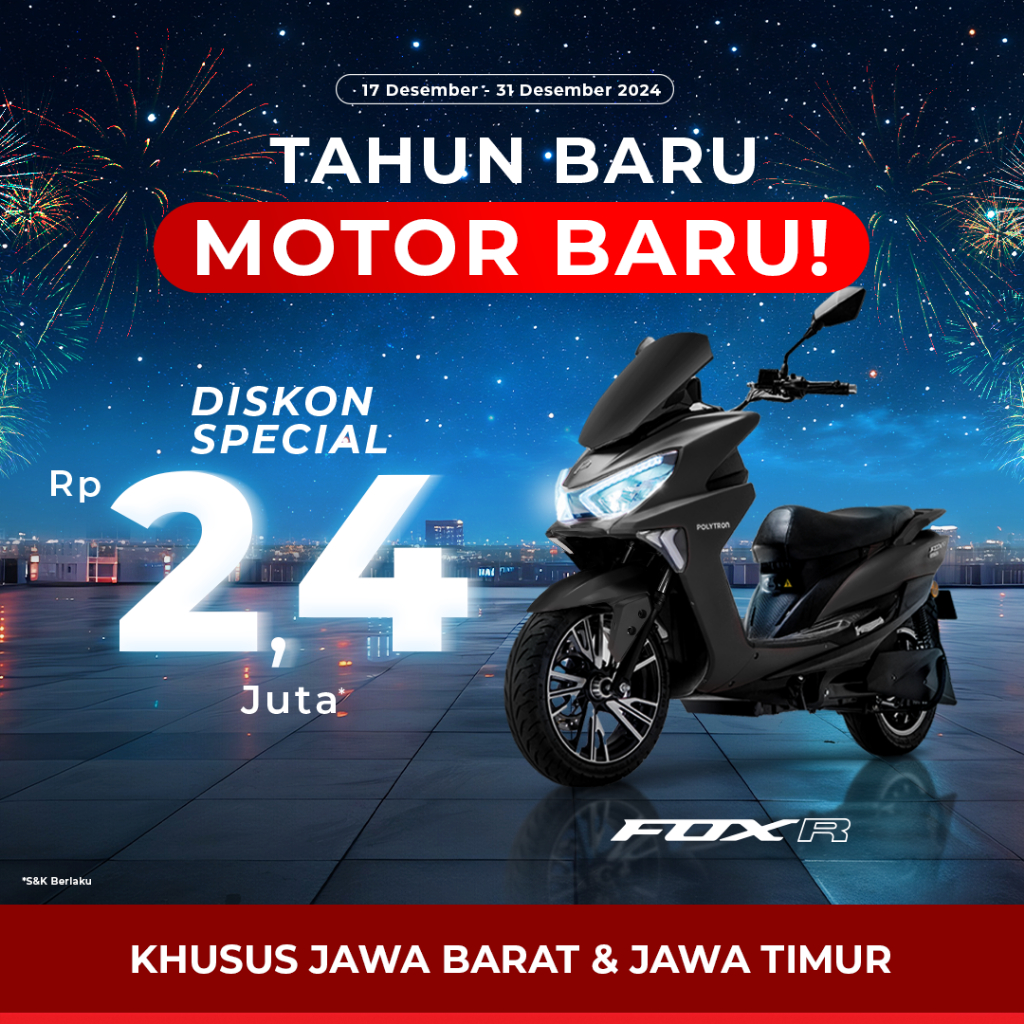 SUBSIDI POLYTRON Fox R Sepeda Motor Listrik - OTR Jawa Barat dan Jawa Timur