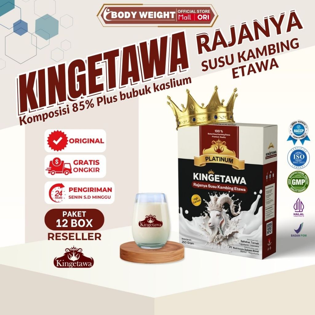 

Kingetawa Platinum Susu Kambing Etawa Untuk Masalah Pernafasan Paket 12 Box Kemasan 250gr