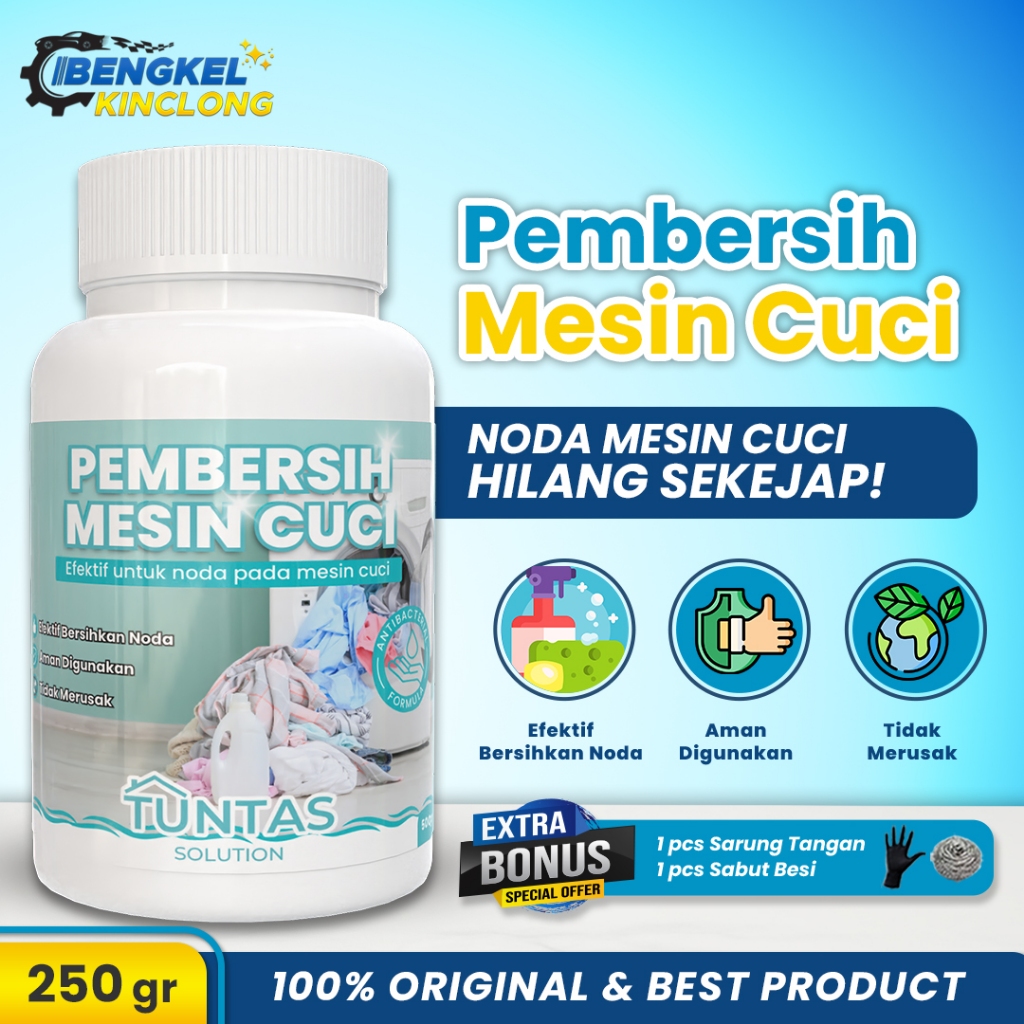 TUNTAS Pembersih Mesin Cuci 2 tabung Bukaan Atas Penghilang Kotoran Mesin Cuci 1 Tabung