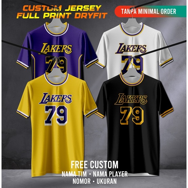 CUSTOM Jersey Basket Full Print Satuan LAKERS NBA Baju Kaos T-Shirt Tshirt Atasan Costum Kostum