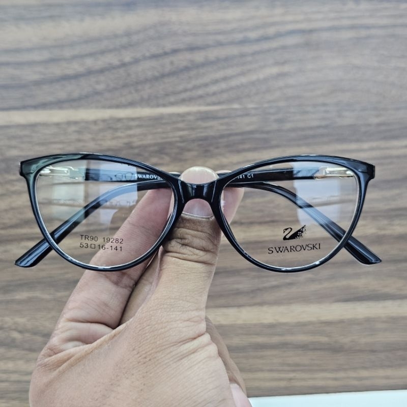frame kacamata wanita cat eye 19282 C1 53 hitam glossy