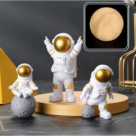<KIDZ> PAJANGAN KUE ULANG TAHUN ANAK TEMA ASTRONOT & LUAR ANGKASA / HIASAN KUE ULTAH SET 3PCS DEKOR.