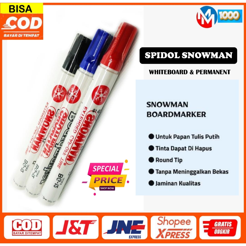 

SPIDOL SNOWMAN WHITEBOARD & PERMANENT BIRU & HITAM (harga per pcs)